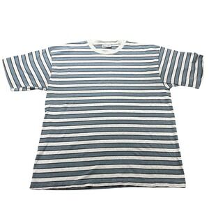 Willow Bay Shirt Mens XL Blue Gray Stripe Short Sleeve Crew Neck Tee VTG 90s
